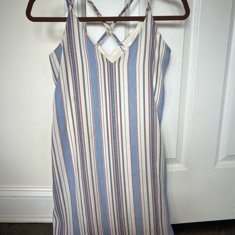 Xhilaration Blue and Cream Striped Midi Sundress